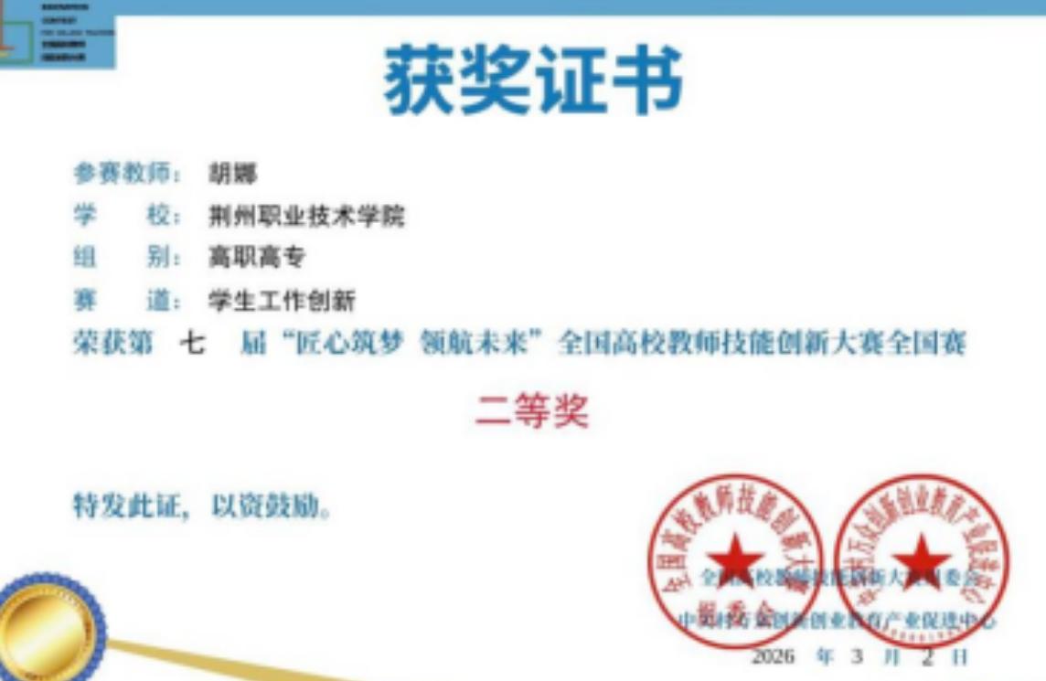 高校教师参赛难突围？荆职胡娜老师斩获全国二等奖，实现历史性突破说真的，现在全国