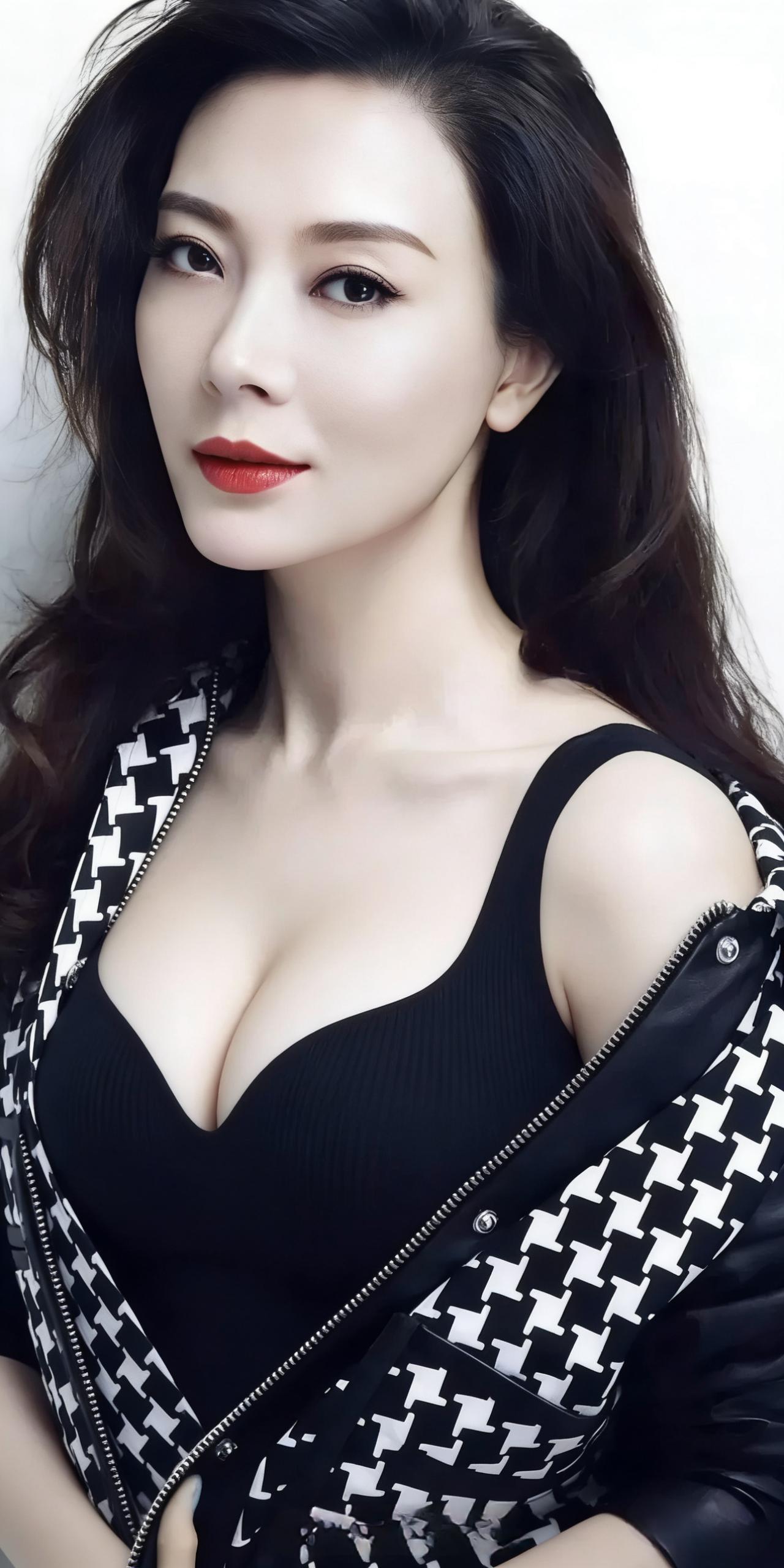 红妆美人倚，黑衣映芳姿。这样的陈数你喜欢吗红妆美人图