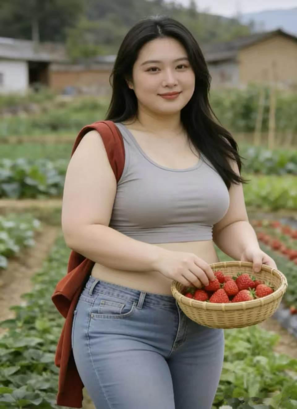 卜算子·采趣素手挽青筐，笑摘枝头露。漫把春光入画囊，红颗凝香雾。意自闲