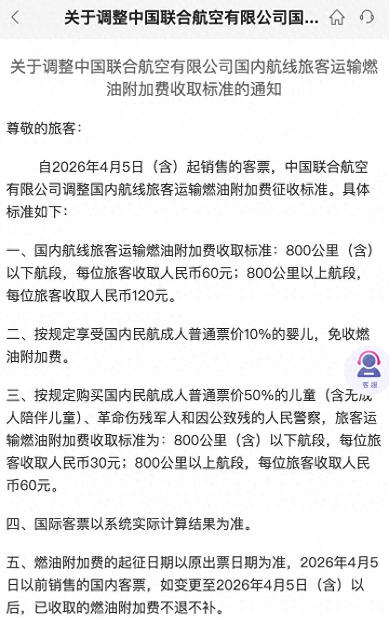 国内航线燃油附加费最高涨6倍