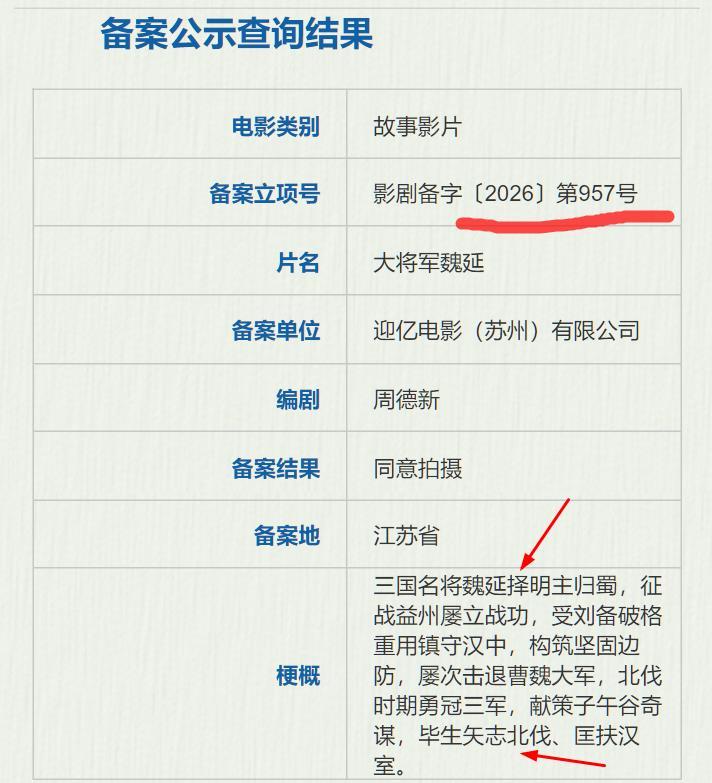 电影《大将军魏延》备案。不懂就问：魏延不算争议人物？魏延的结局，《三国演义》和《