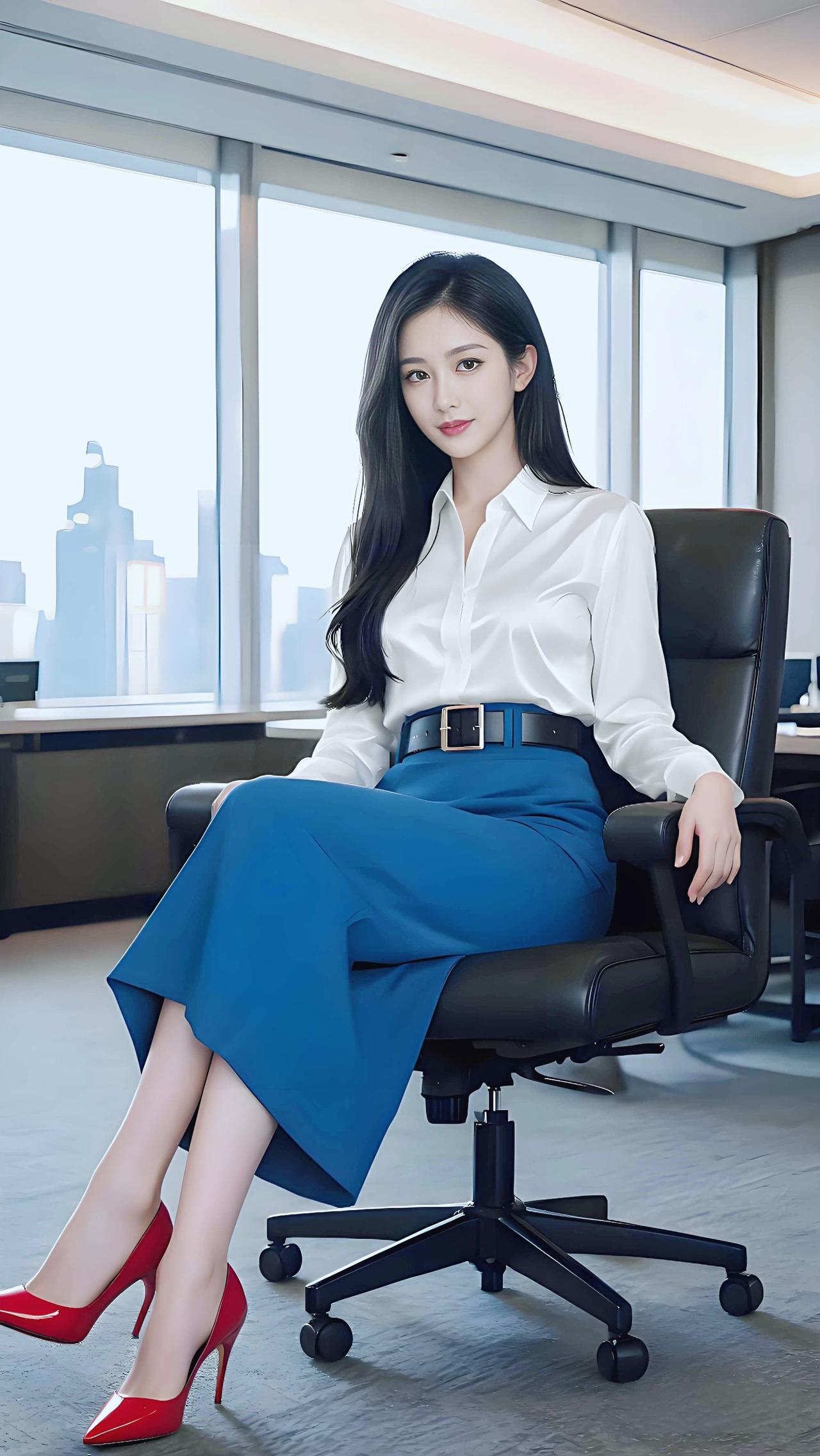 白衫蓝裙，是今日的职场通勤打卡