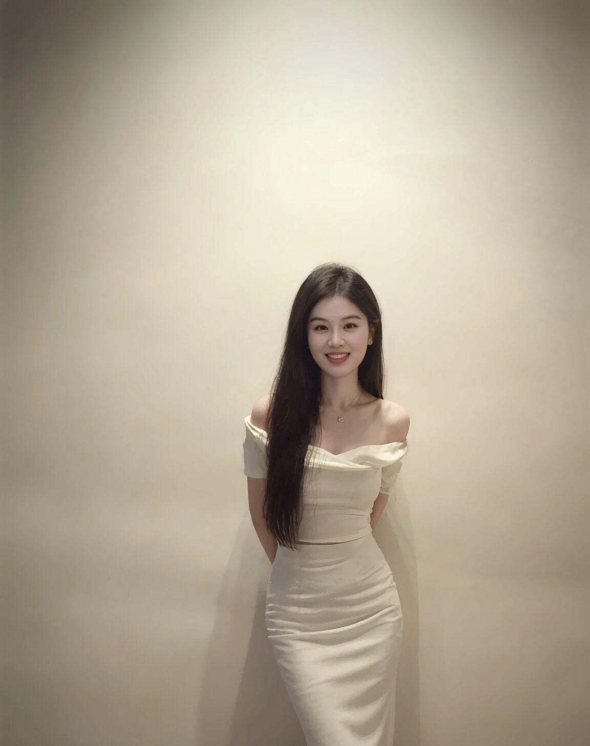 优雅白裙，微笑面对，自信满满！