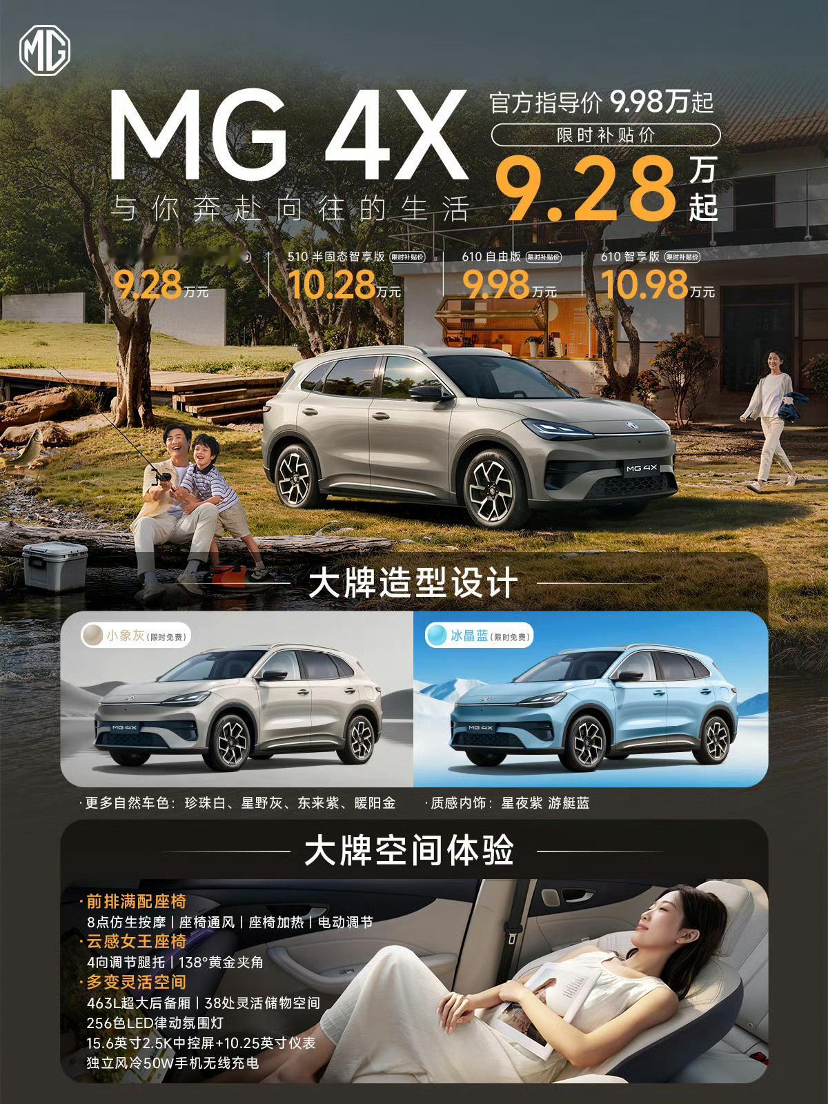上汽MG4X价格公布，9.28万元起～510半固态自由版：官方指导价9.9