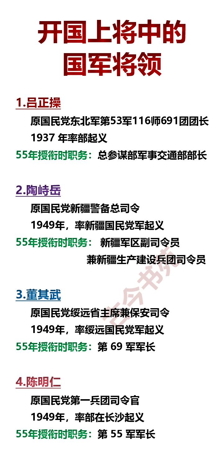 我国，开国上将中，有多少位国军将领？答案：四人。我国的57位开国上将中，有