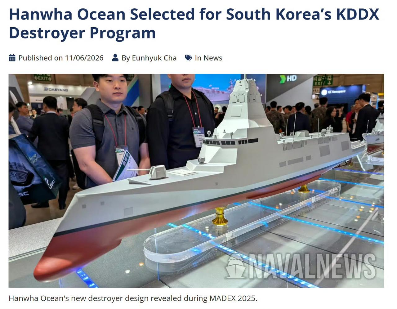 韩国拖延两年多的KDDX驱逐舰招标终于落下帷幕，韩华的方案中标，将进入详细设计阶