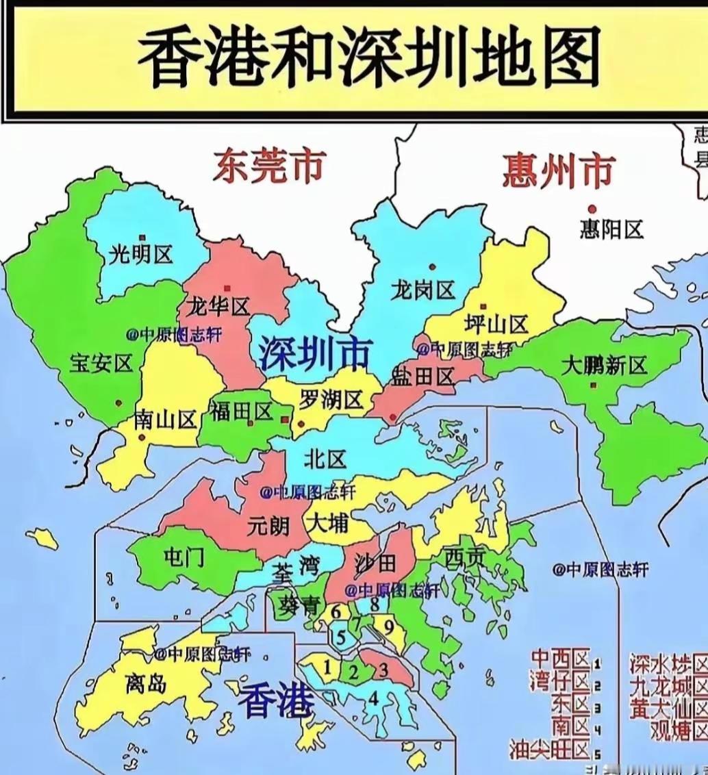 如果这两是合并，有多可怕。香港深圳合并有多大？有多少个区香港面积不超过2000平