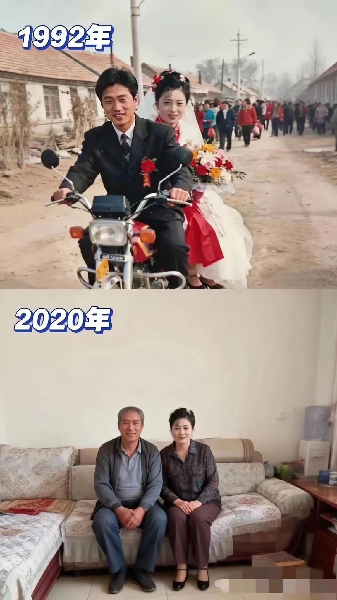 哇！太不可思议了，28年过去，妻子依然那么年轻，就像四十几岁，老公成了老头了，头