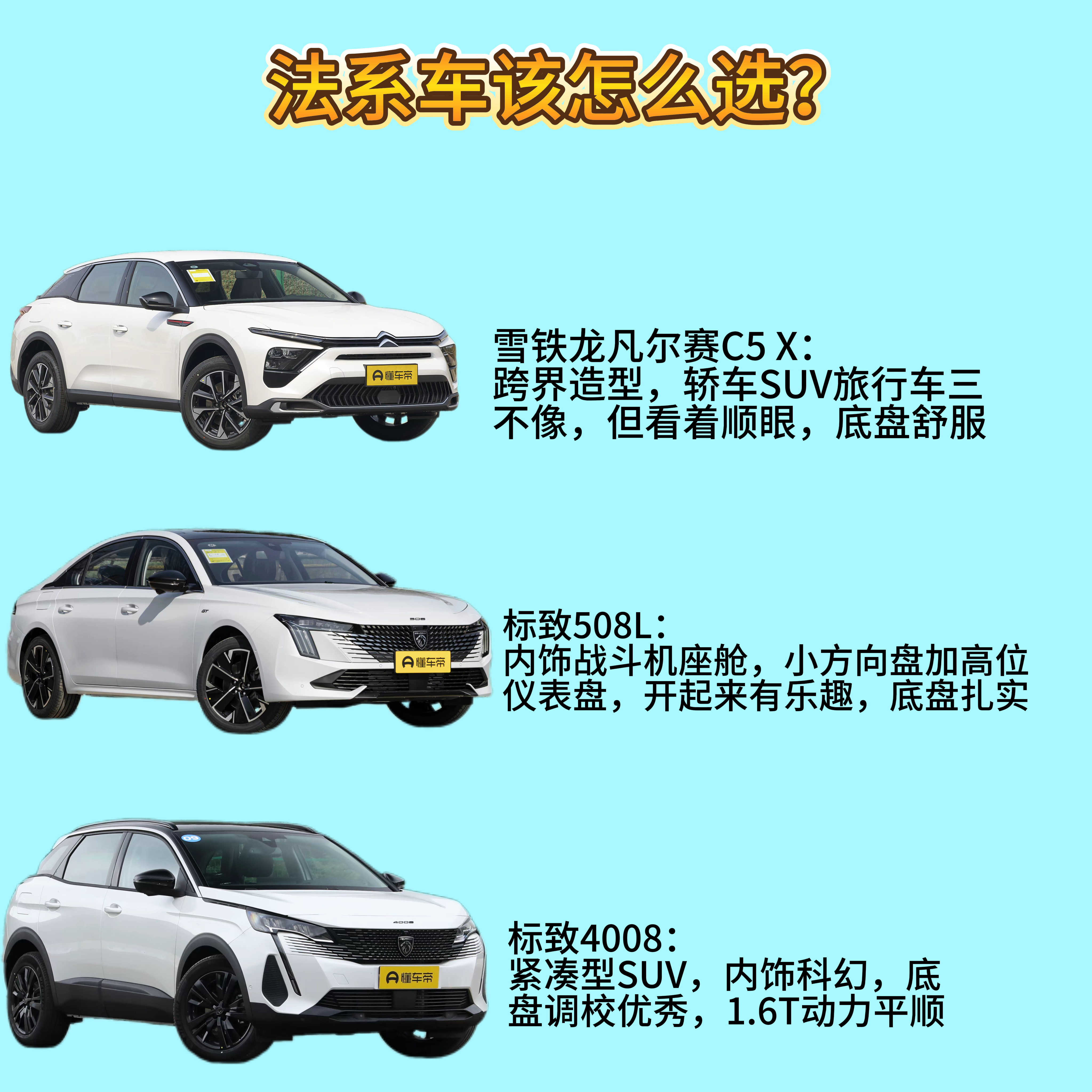 兄弟们，今天给大家带来3款法系车——雪铁龙凡尔赛C5X、标致508L、标致40