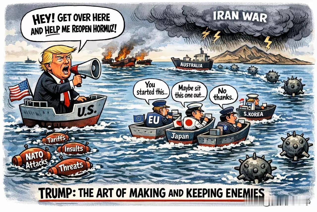 现在美国衰落到打一个小小的伊朗都要号召八国联军了不不不，八国联军估计都不够，最