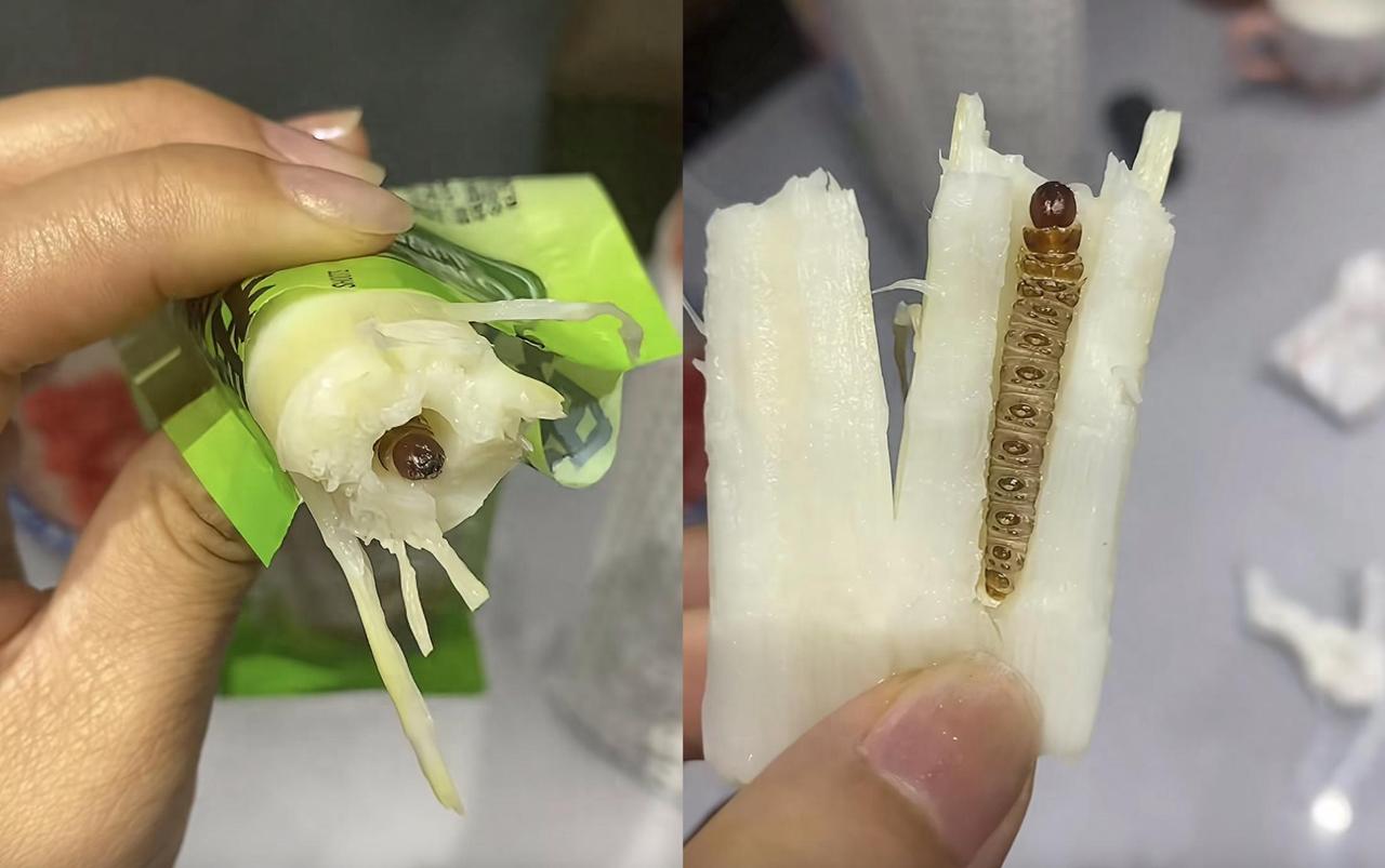 头一次见到这样的操作！8月1号有个网友发视频，说他拆了一包零食笋干，咬了一口感
