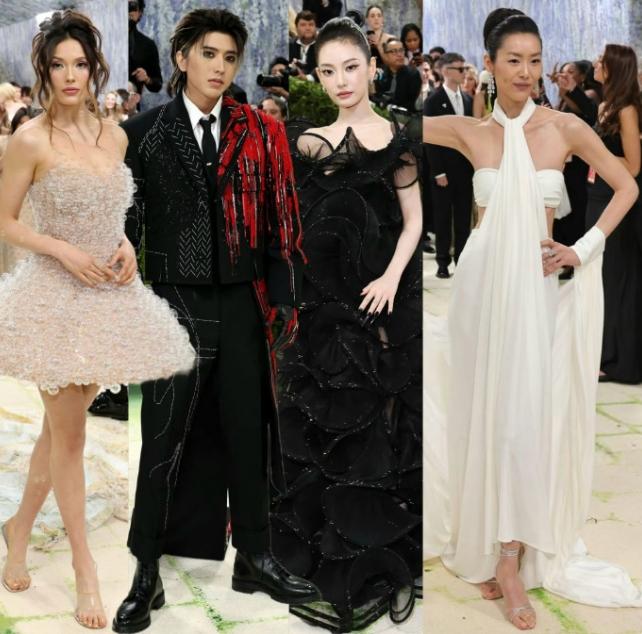 MetGala红毯上的中国面孔！MetGala红毯上好不容易挑出四个中国籍，但