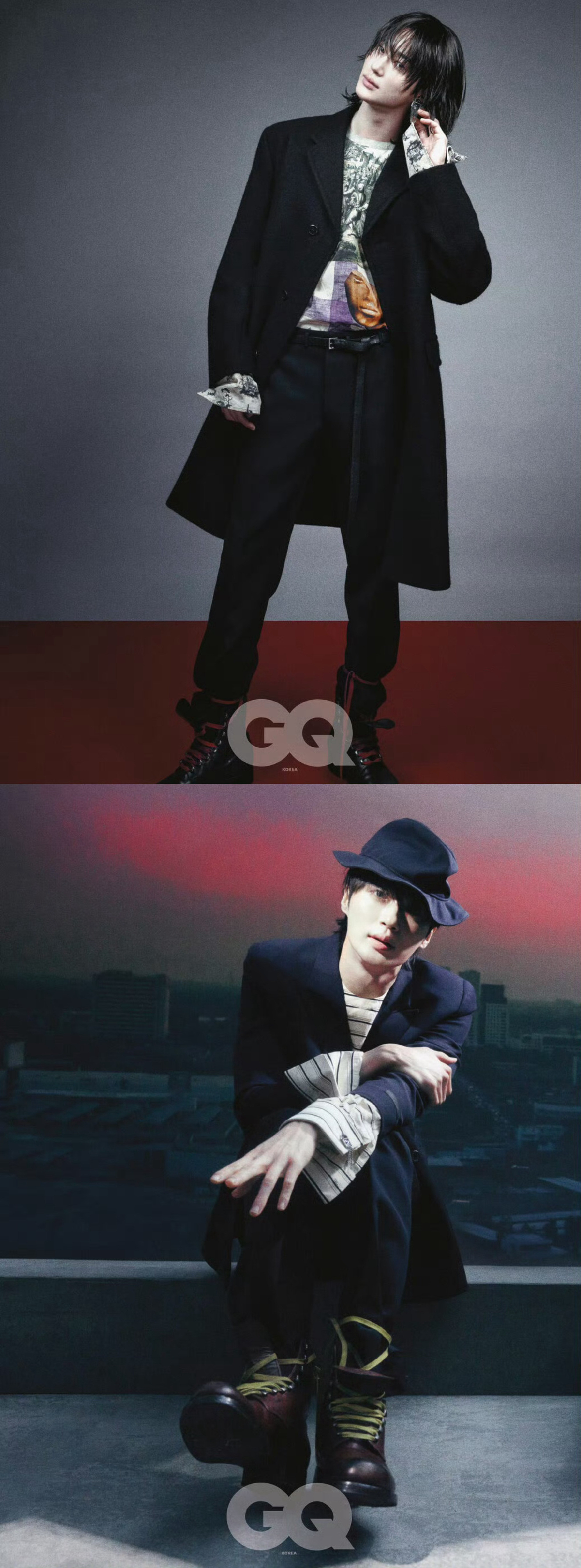边佑锡GQKOREA八月刊封面Prada秋冬男装画报，长湿发、战损妆…
