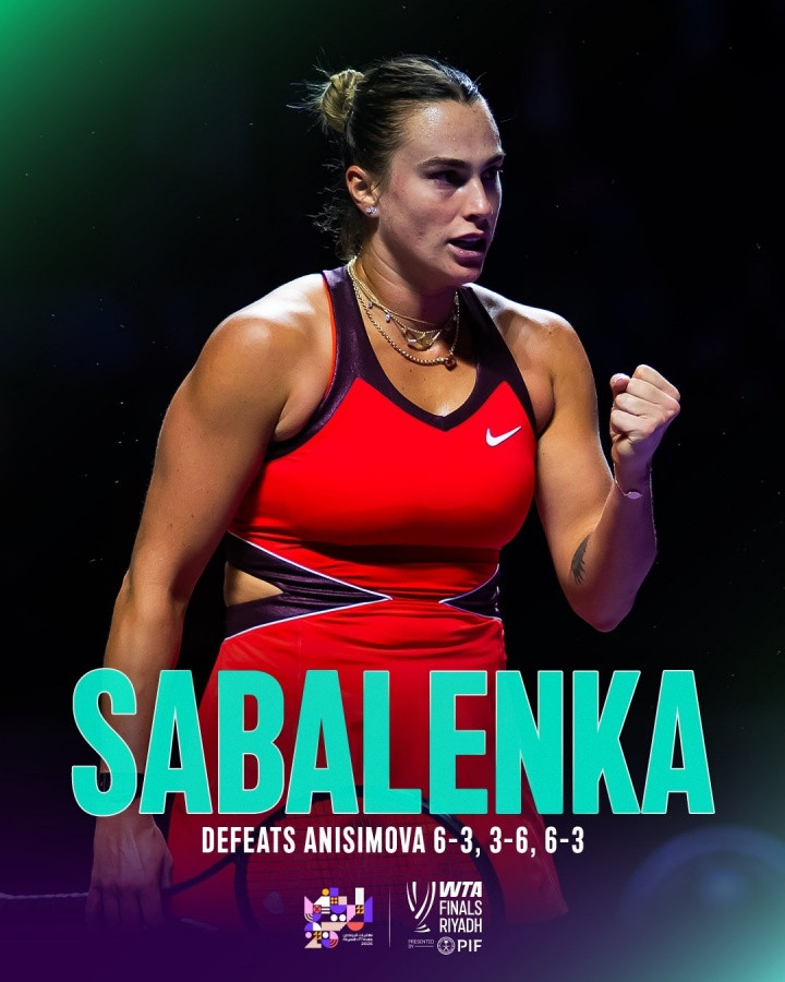 争夺254万美元奖金! 萨巴伦卡2-1阿尼西莫娃, 决赛将战莱巴金娜