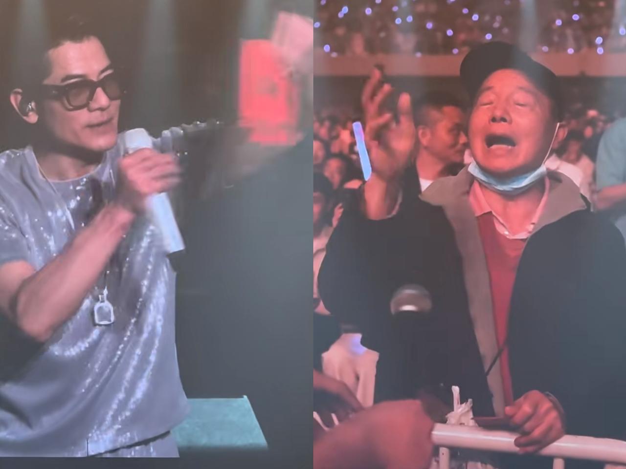 说不尴尬都是假的，郭富城还在舞台上劲歌热舞呢，忽然被一个大爷叫停了！