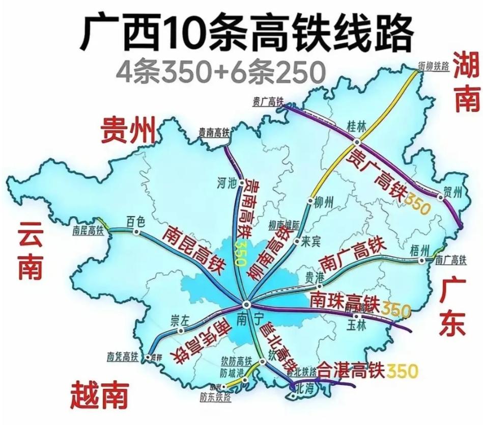 广西的南宁和桂林作为两大铁路枢纽，近年来发展呈现不同态势，南宁的枢纽地位确实在不