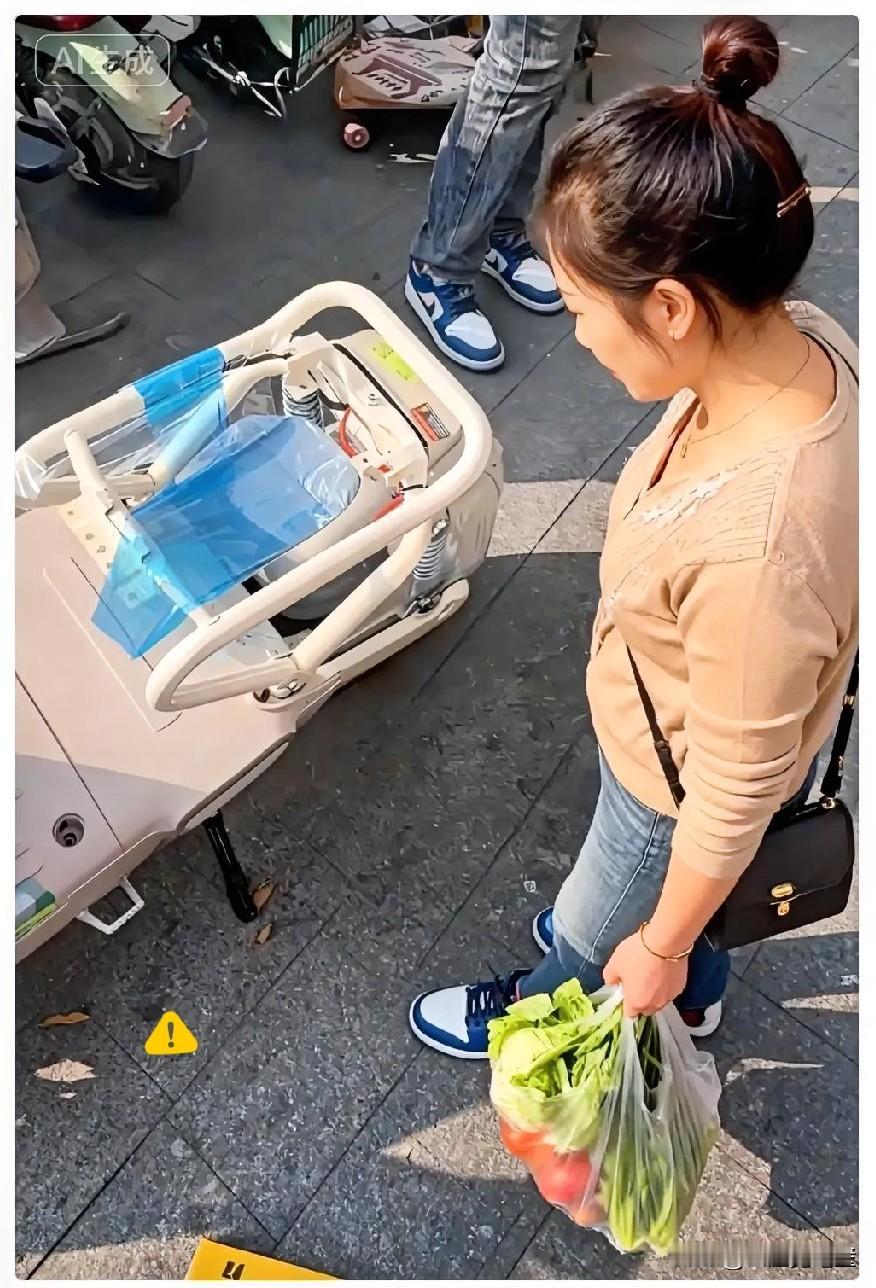 王姐担心的事还是发生了！刚买的新国标电动车，骑去菜场买菜，一会功夫，车坐垫就