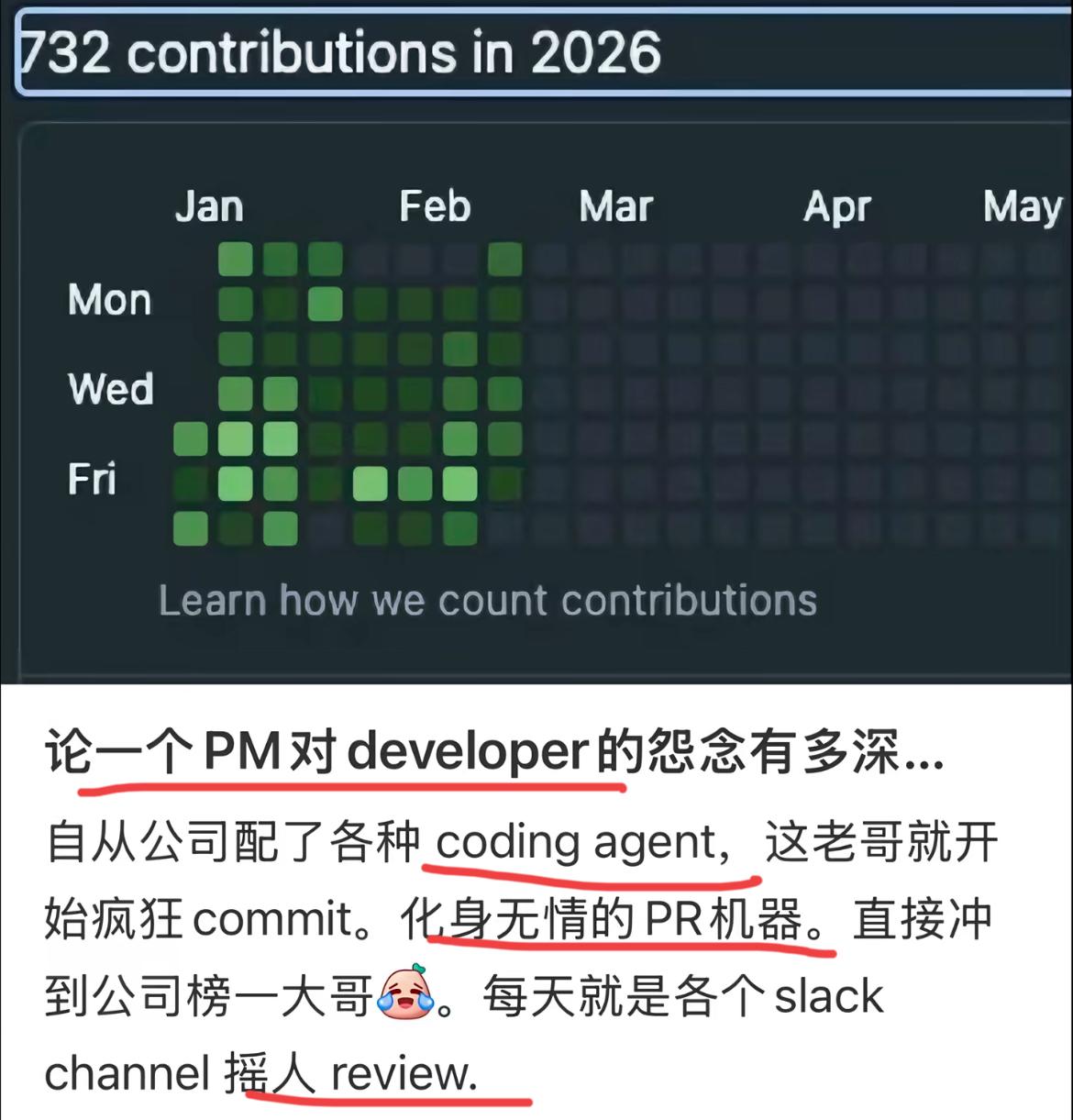 有了AI，PM自己就直接动手了[捂脸哭]网上看到的一个贴图，北美某大厂的PM在
