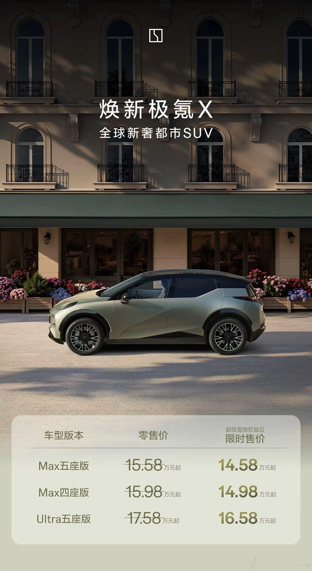 极氪X突然也有性价比了，算上1w的置换金，只需要14.58起，起步就是61度的金