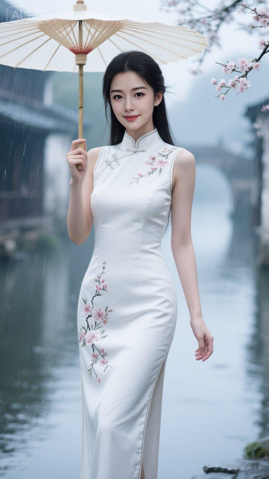 雨中漫步，撑伞漫步在江南水乡，感受古典韵味。