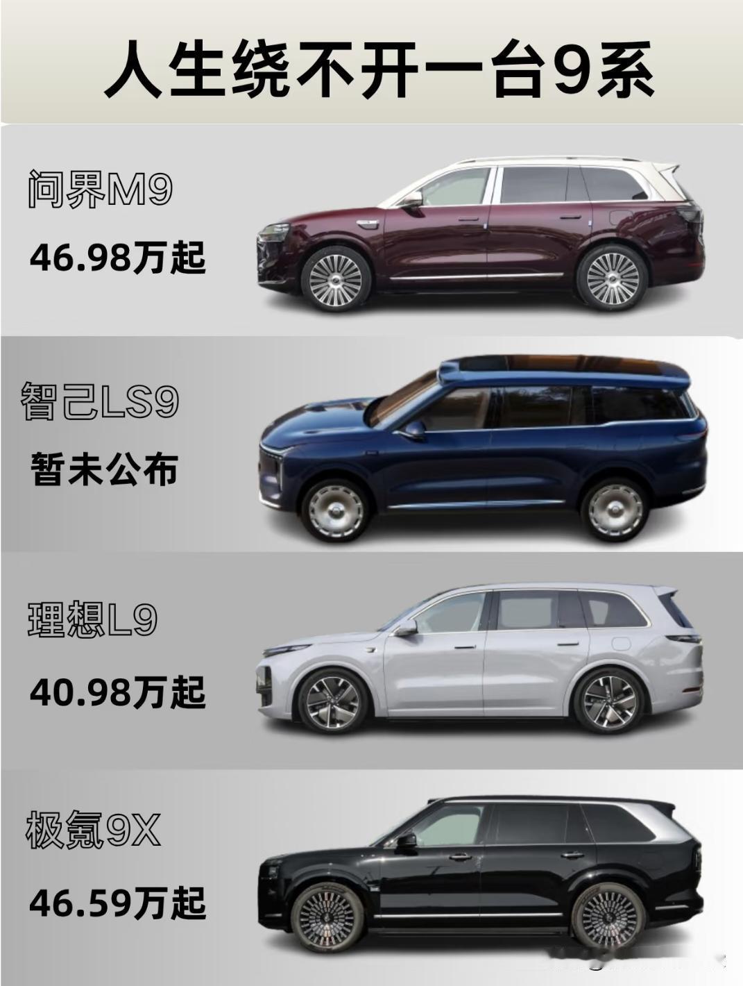 9系旗舰盘点，谁是真豪华？1.问界M9（47.98万起）：45万以上豪华大六座