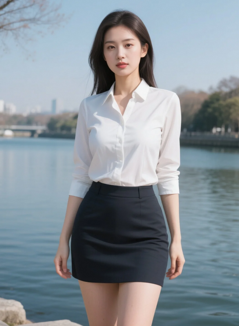 职场穿搭不一定严肃，水边就很温柔
