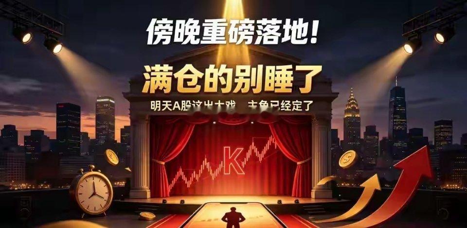 傍晚重磅落地！满仓的别睡了，明天A股这出大戏，主角已经定了？说实话我刷到的时候第