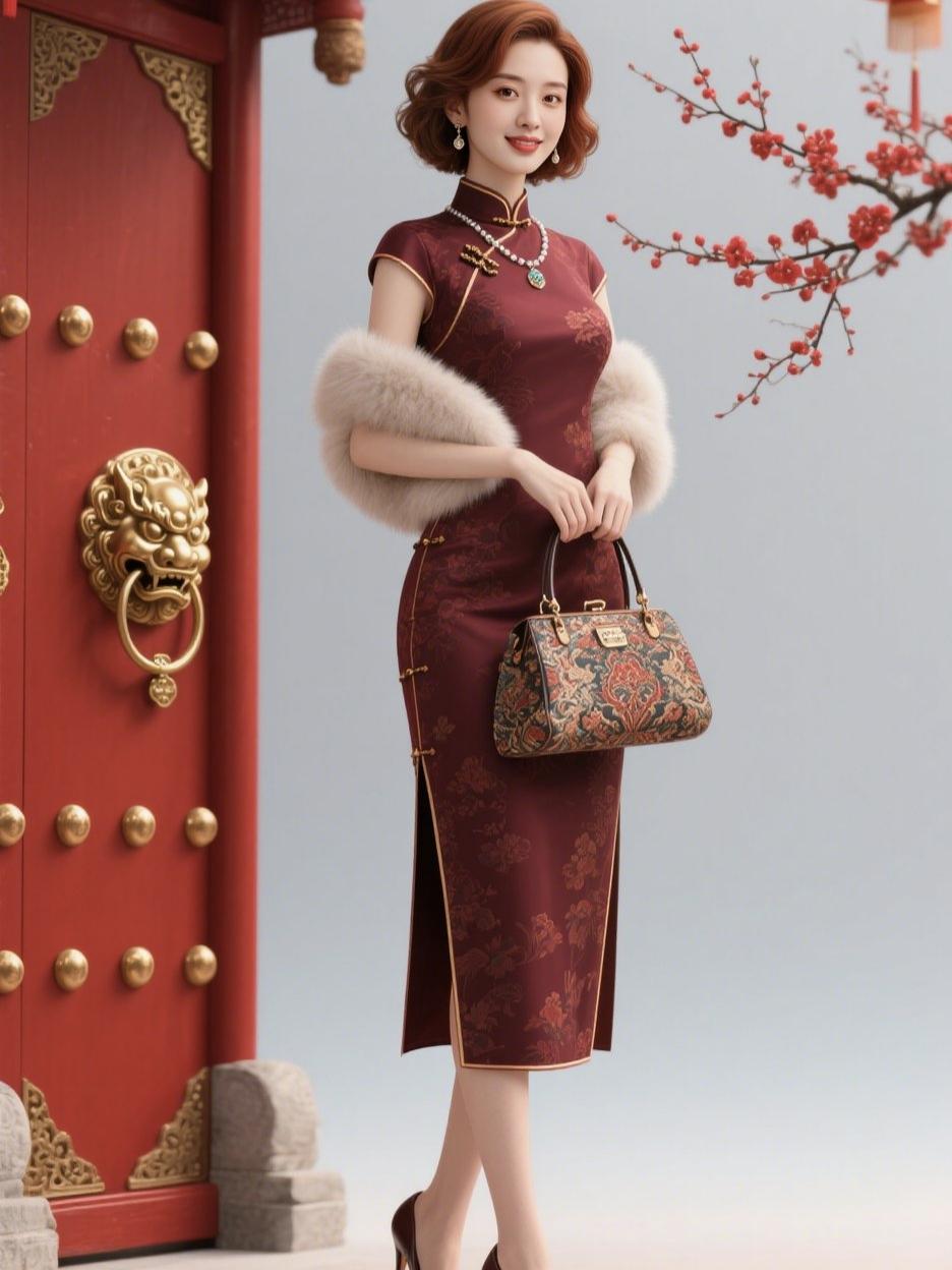 《旗袍一穿，便是倾城》针脚藏尽江南雨，盘扣轻衔半缕风一寸腰身裁月色，两肩