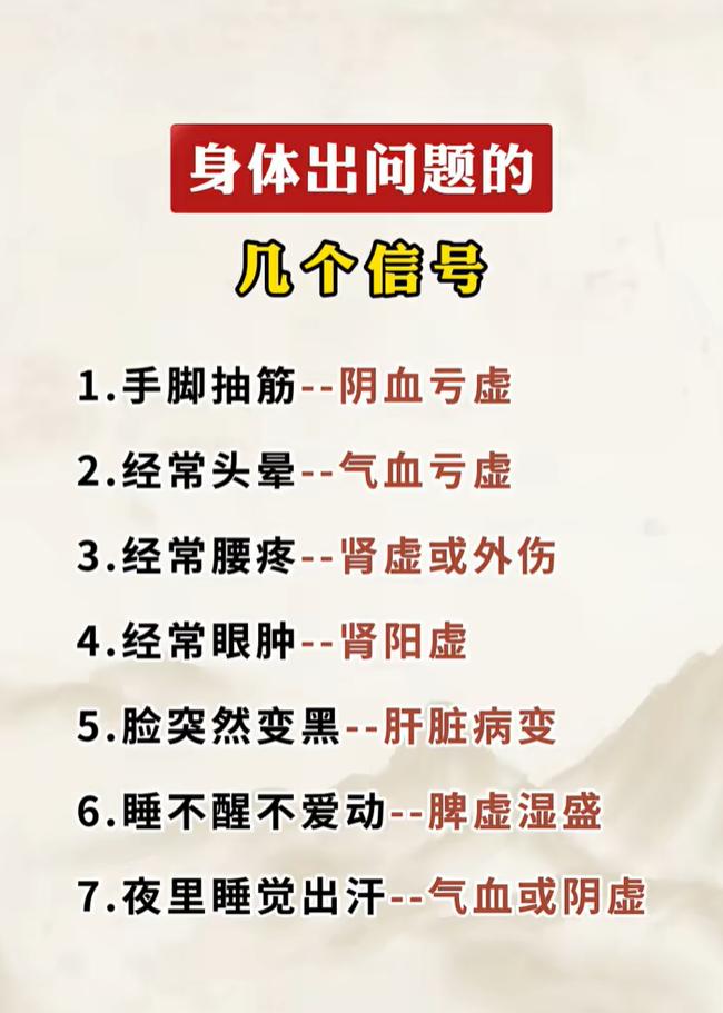 很多身体上的小不适，是脏腑状态失衡给出的信号。下面这7组表现，属于中医辨证里
