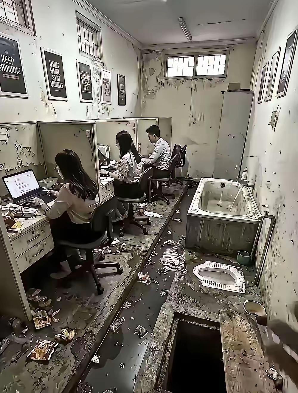 这种环境上班，一个月给你1万，你愿不愿意啊？