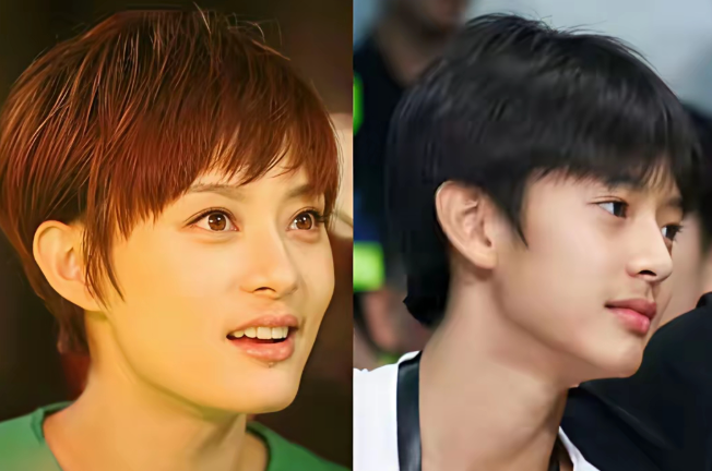 右边的少年是邓超和孙俪的儿子邓涵之他的五官和神态与年轻时的孙俪高度相似，被网友