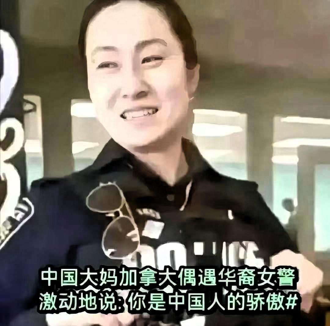 中国大妈去加拿大旅行，看到了一位华裔女警，大妈看到华裔感觉很亲切，就主动上去搭讪