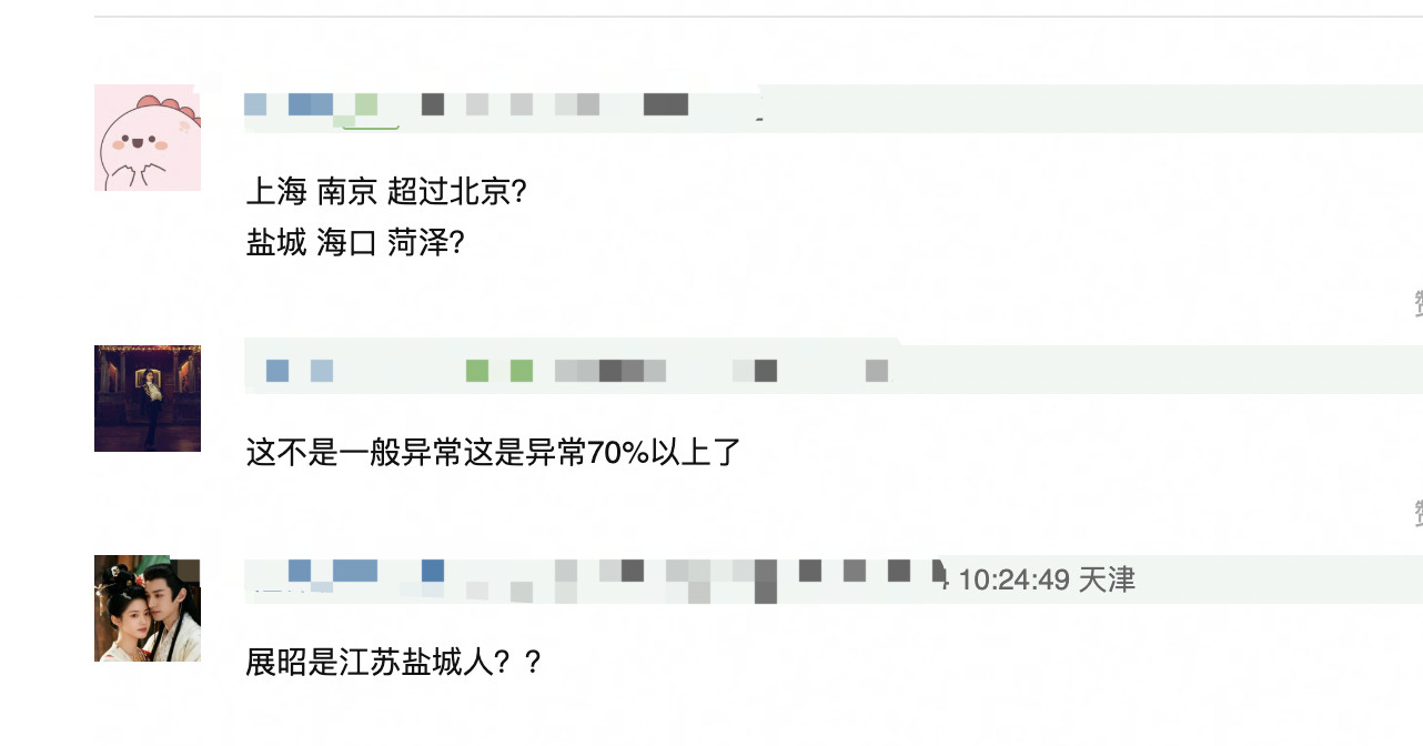 网友曝杨洋章若楠《雨铃霖》百指异常，上海南京超过北京，盐城第四，还有海口、菏泽上