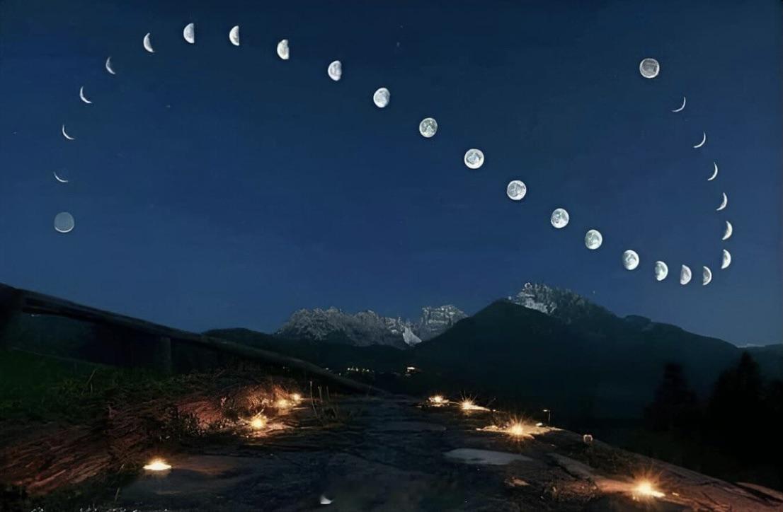 月亮：同一时间，同一地点，28天。