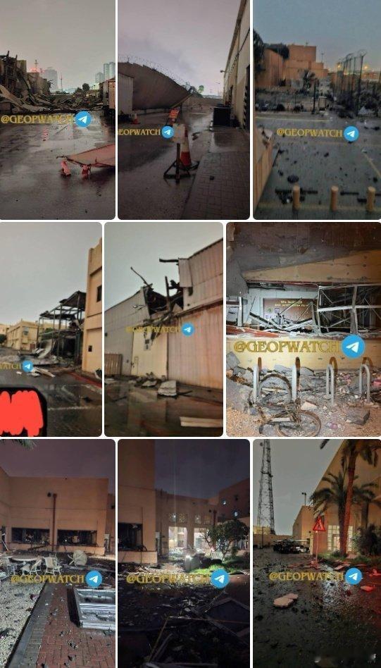 兄弟们，这是巴林海军基地被炸后的景象这个基地是美国海军中央司令部和第五舰队总部所