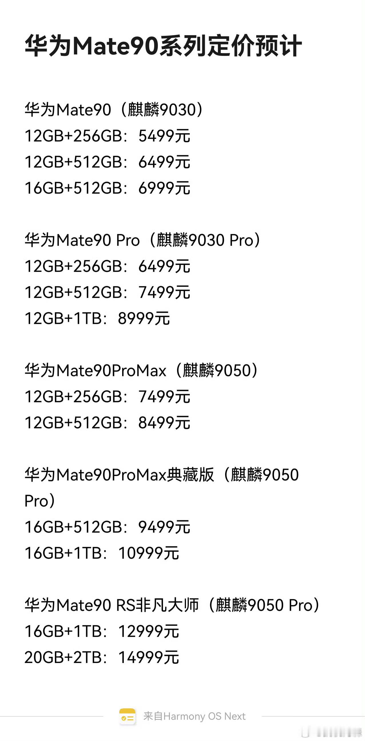 #华为mate90#参数预测------------------------------------