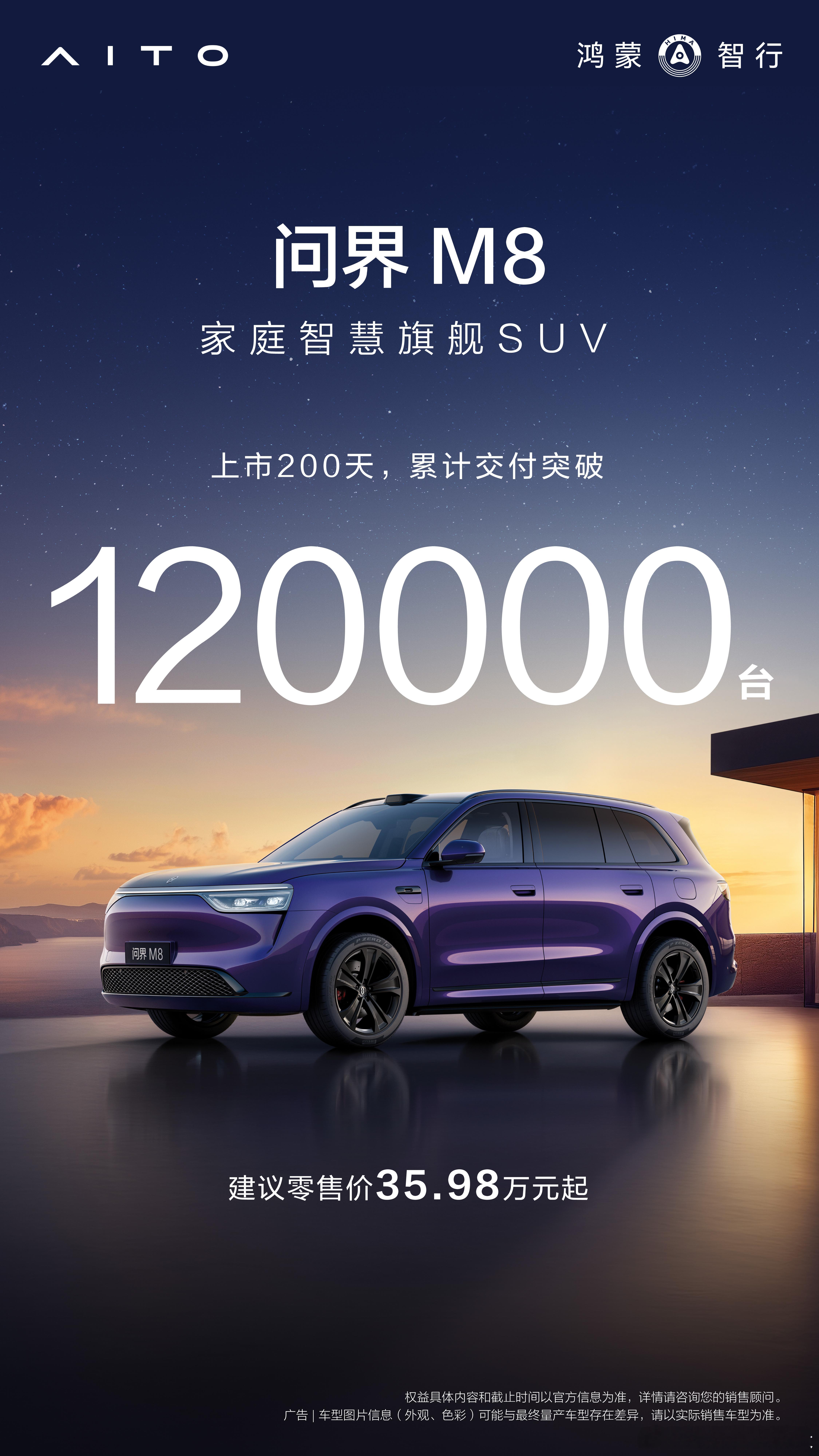 问界M8上市6个月，累计交付破120,000辆PS：官方没发交付11