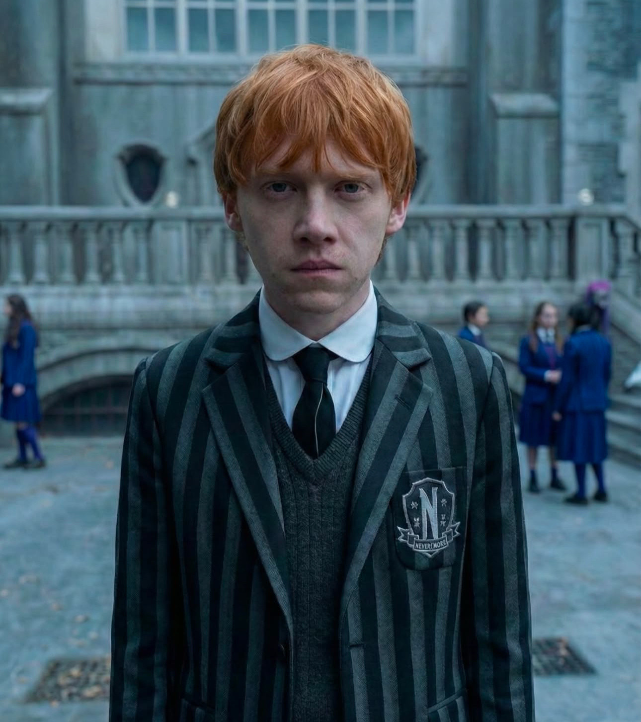 当《哈利波特》中的角色穿越到《星期三》。谁没有违和感？（vividcore_ai