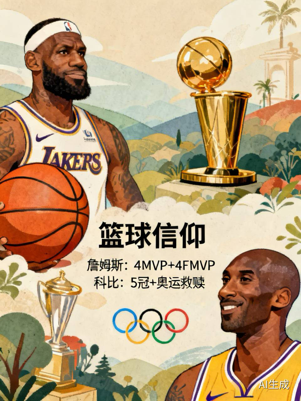 在我心里，这俩根本不存在谁彻底“超越”谁的说法，完全是两类不同的篮球信仰。单堆硬核荣誉的话，詹姆斯4
