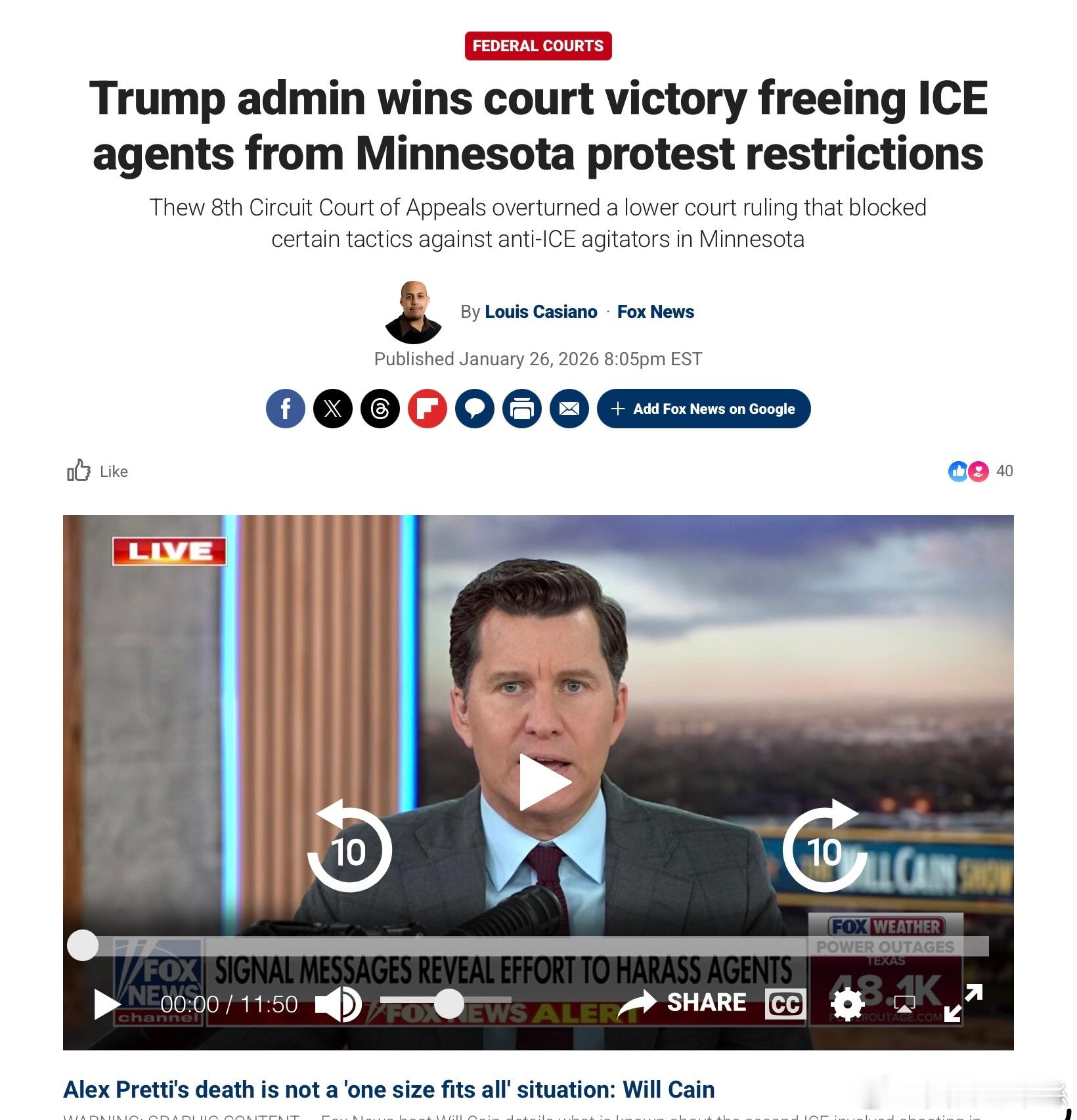 第八巡迴上訴法院支持川普政府，該裁決推翻了下級法院先前的一項禁令，該禁令限制了I