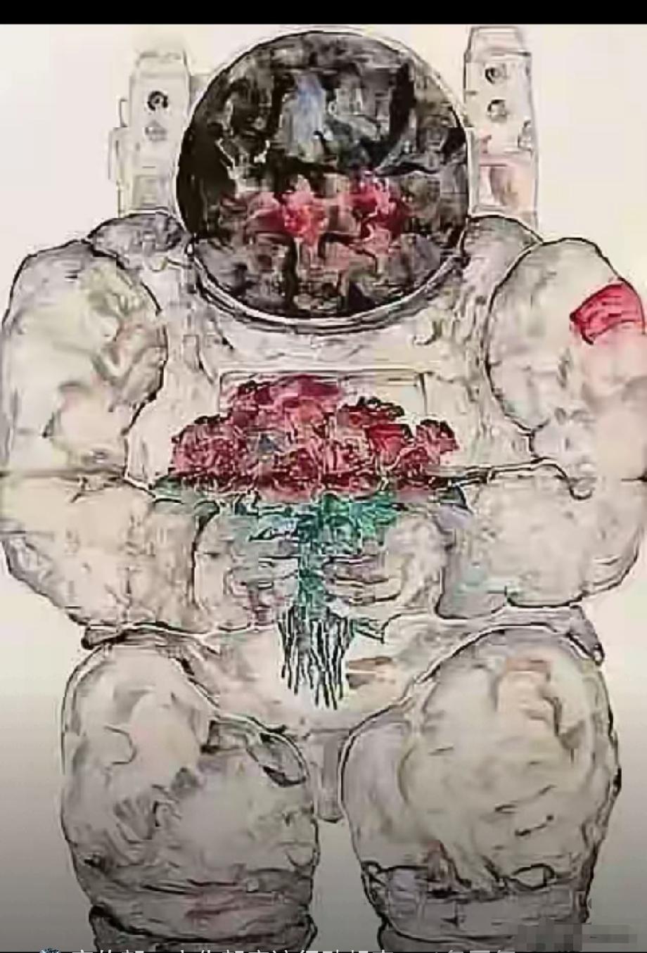 当我看到个别人画笔下的中国宇航员，我坐不住了！美，是艺术的根本。艺术应该是美