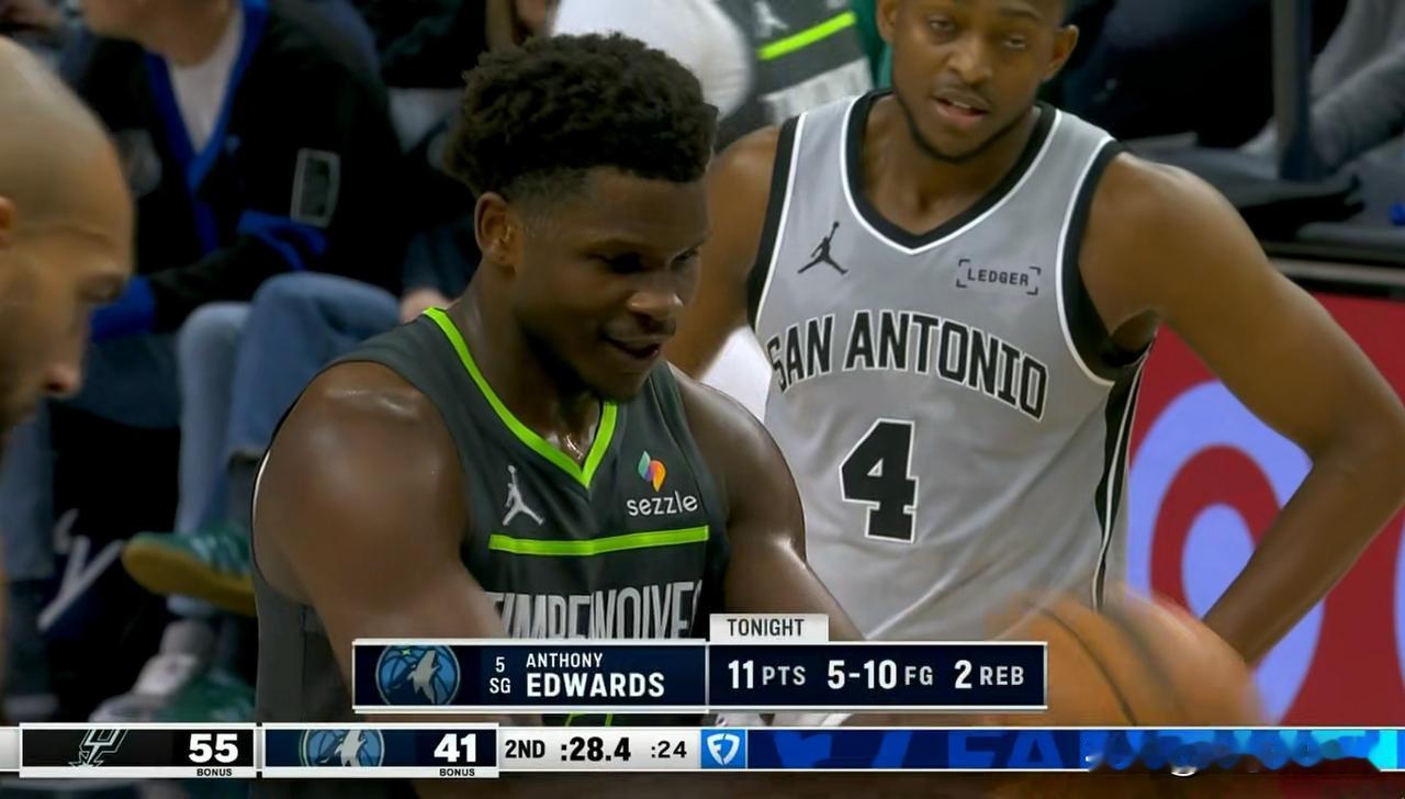 森林狼超级巨星爱德华兹真是口出狂言！在今天森林狼主场以104：103险胜马刺的赛