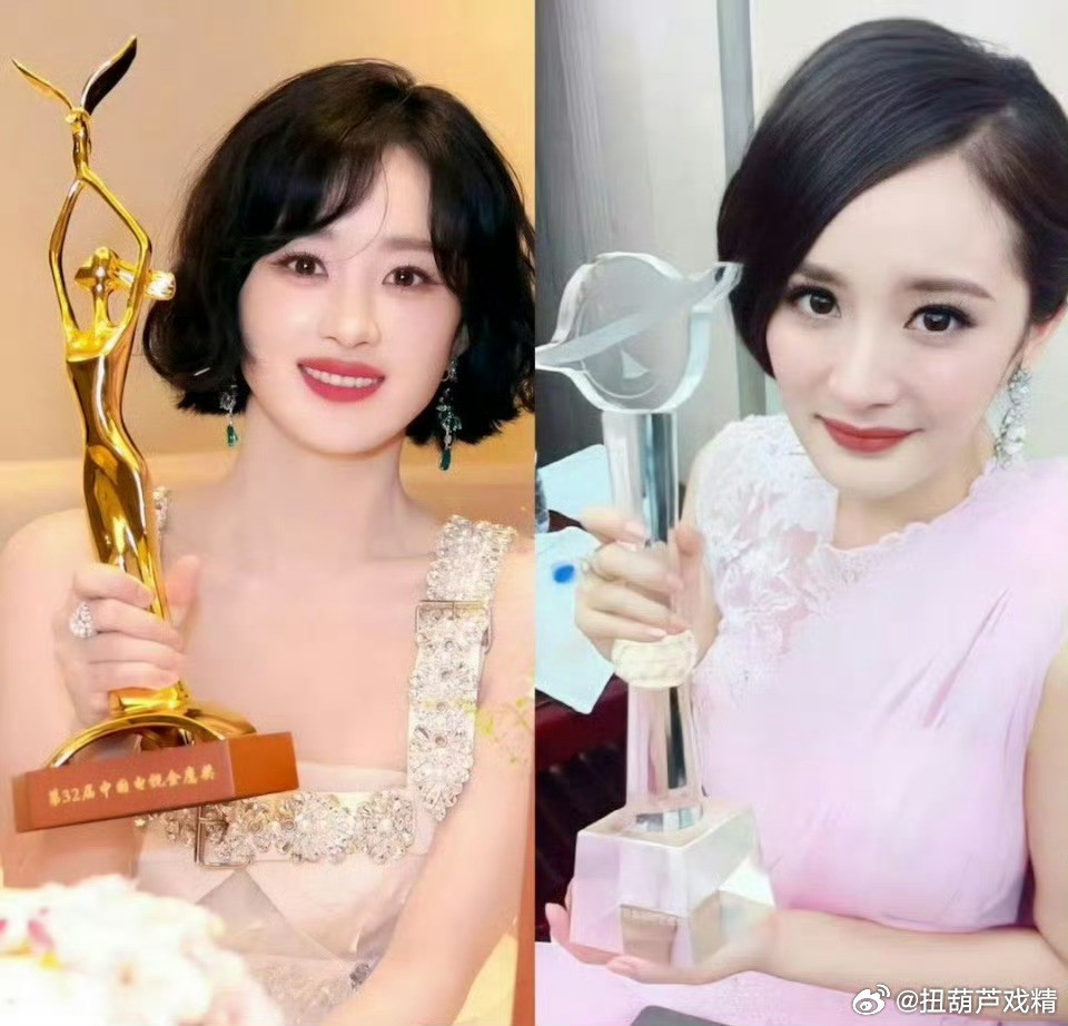 杨幂赵丽颖白玉兰虽然但是赵才是真正的视后，另一个不是，奖杯颜色都不一样