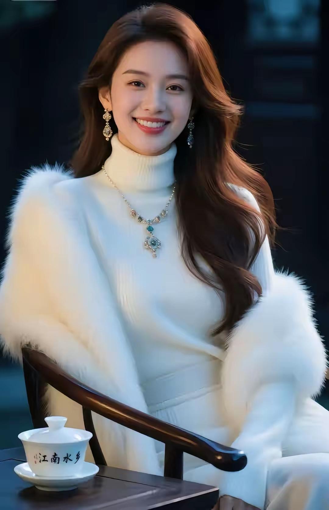 冬日暖阳下的优雅时光，白衣飘飘，珠宝闪耀，尽显温柔与高贵。