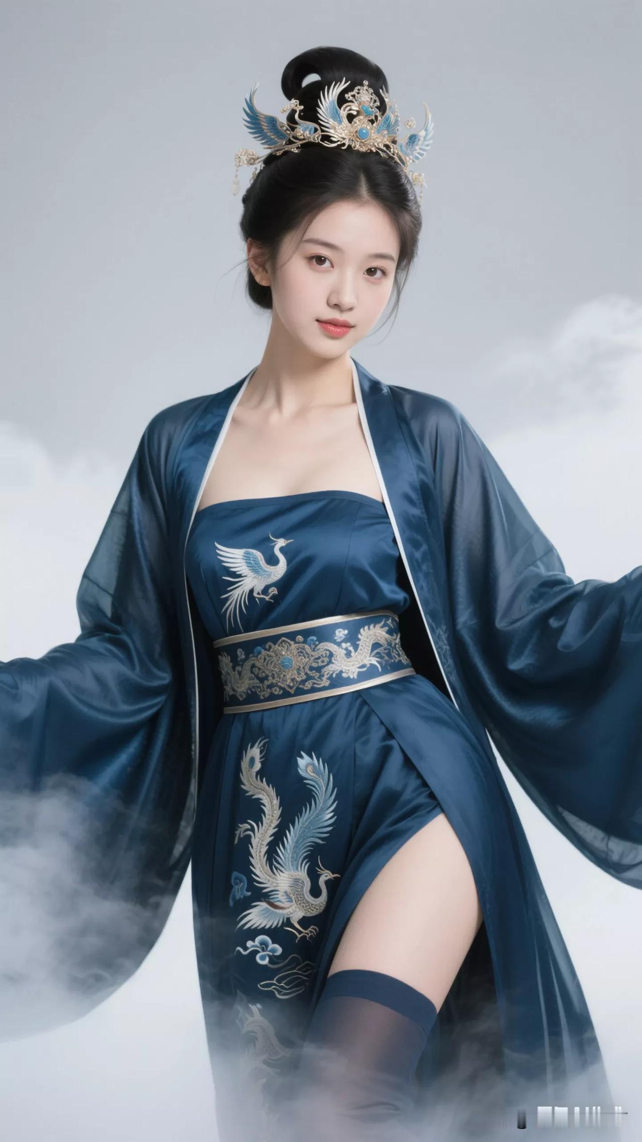 仙气飘飘的古风美人，云雾缭绕的梦幻场景，惊艳了时光！🌸👗💄张立启原创书画A