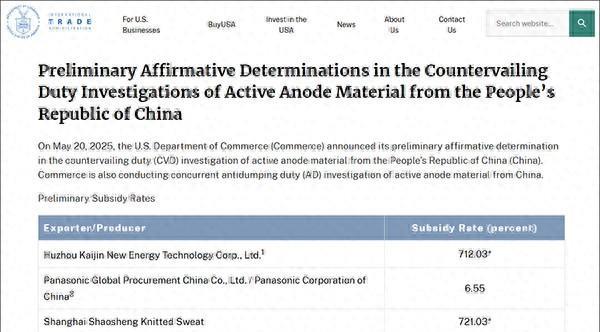 又来？借口中企补贴超700%，美国准备对中国电池材料下狠手观察者网消息，美国商