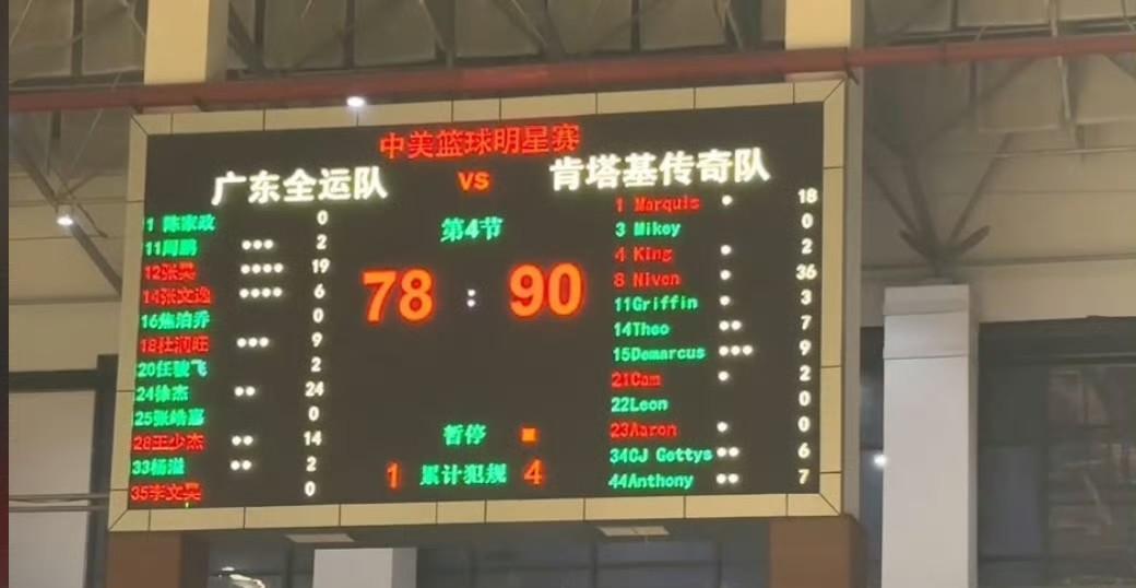 广东男篮12分惜败，核心球员拼尽全力仍难敌对手家刚结束的广东男篮对阵美国肯塔基