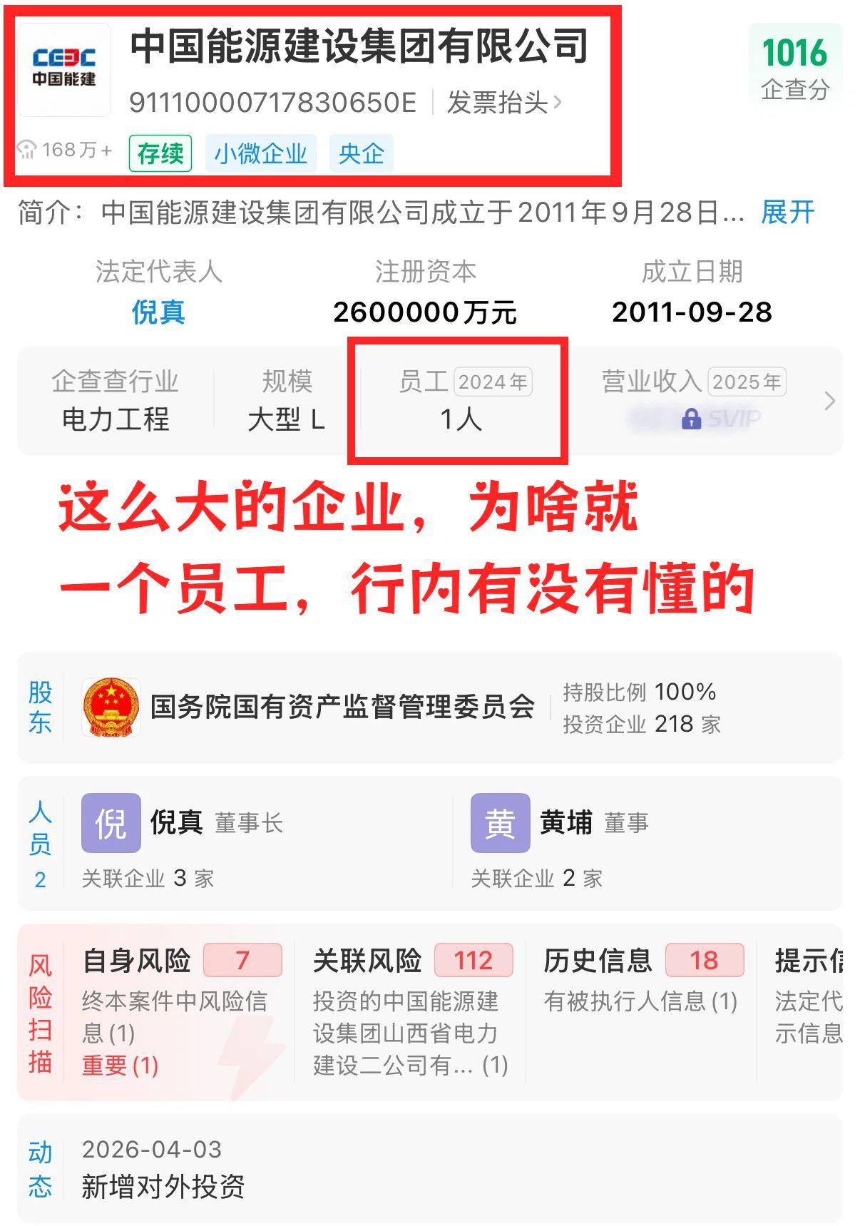 这家公司员工这么少，行内人知道吗？中国能源建设集团央国企