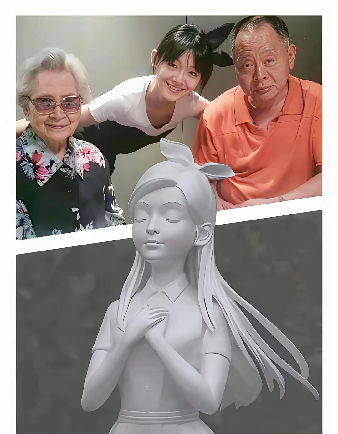 大S那个雕像，细看才发现玄机。发夹的样式，和老照片里徐爸爸带她参加家庭聚会时别的