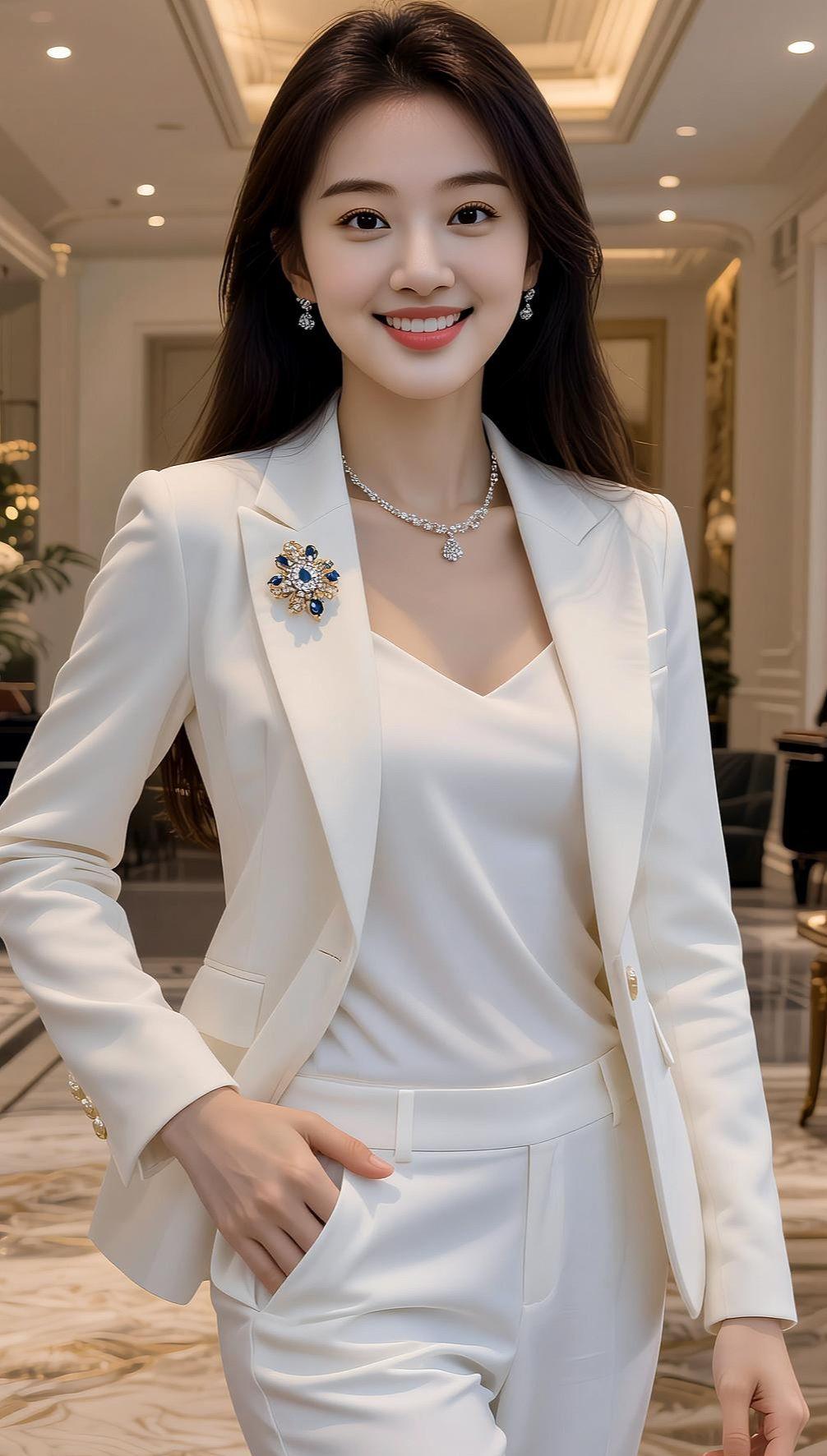 AI白衣知性佳人女性自信生活美学